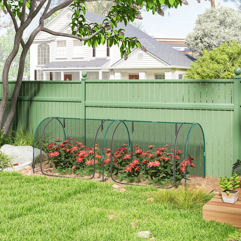 8' x 3' Crop Cage, Garden Plant Protector, with 3 Zippered Doors and 6 Ground Stakes, for Garden, Yard, Lawn, Black