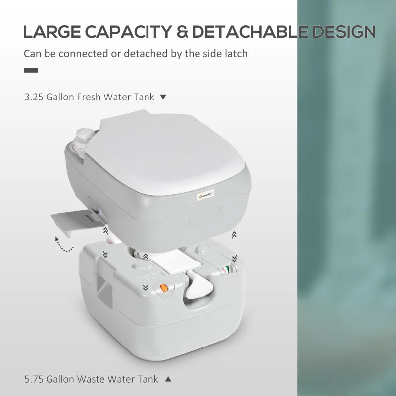 Porta Potty, 5.8 Gallon Portable Toilet with Level Indicator and Anti-Leak Pump for Camping, Boating, Hiking, Travel, RV