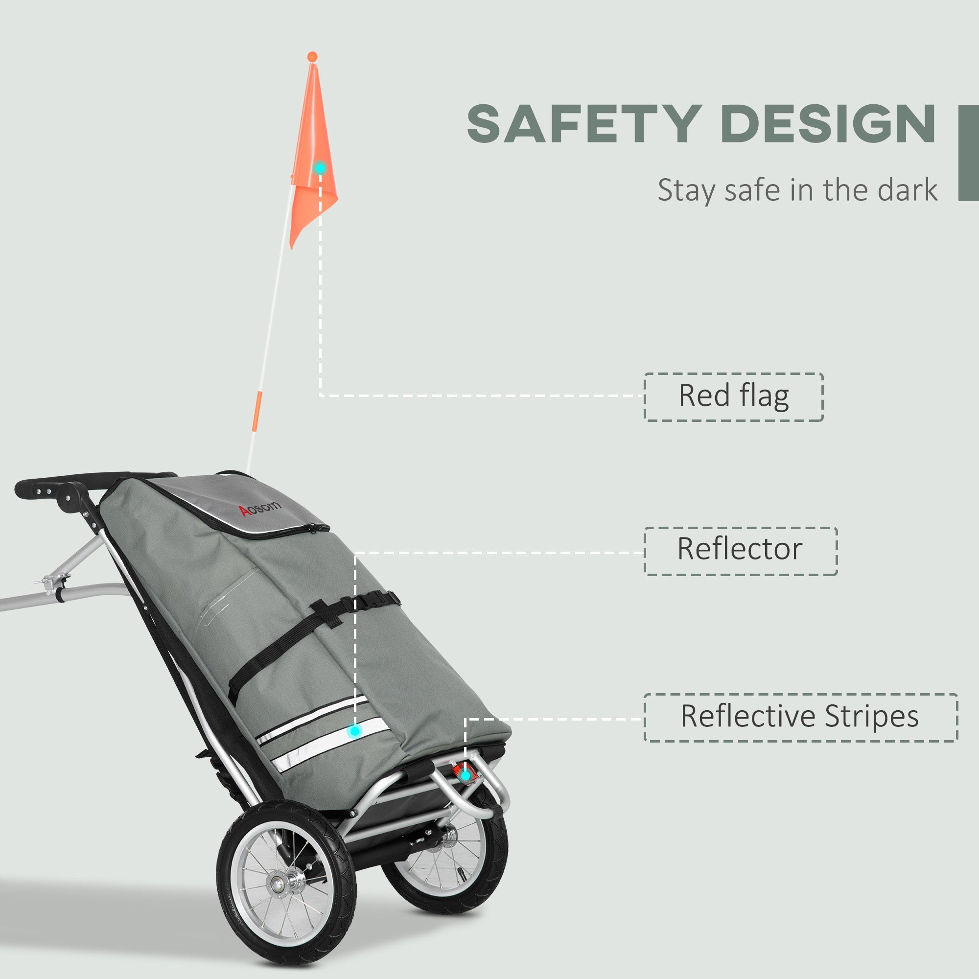 Soozier Bike Trailer, Bicycle Cargo Trailer with 12" Wheels, Reflective Strips, Outdoor Wagon Carrier with Aluminum Frame