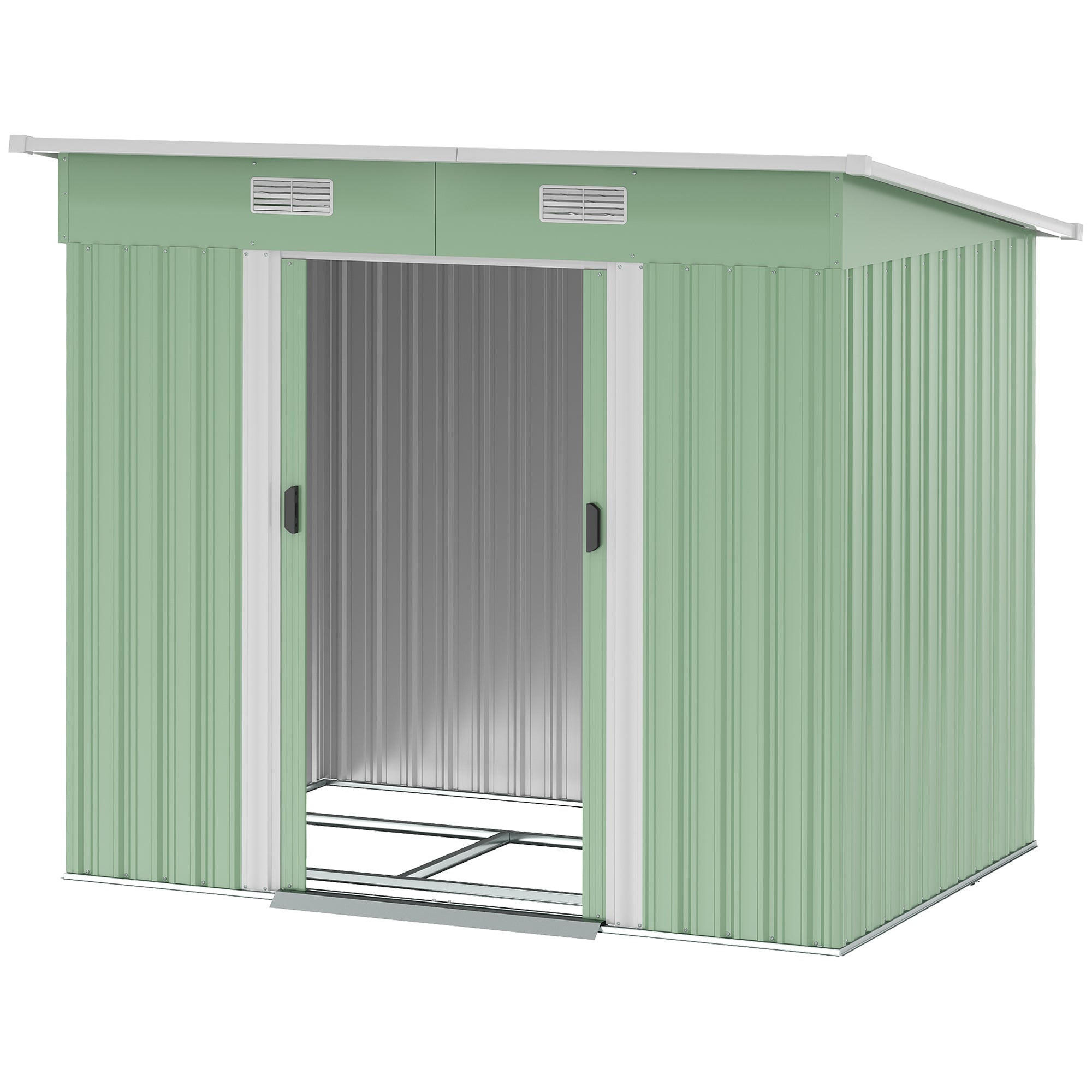 Outsunny 7'x 4' Metal Patio Storage Shed Garden Lockable Shed Tool Utility Storage Unit, Light Green