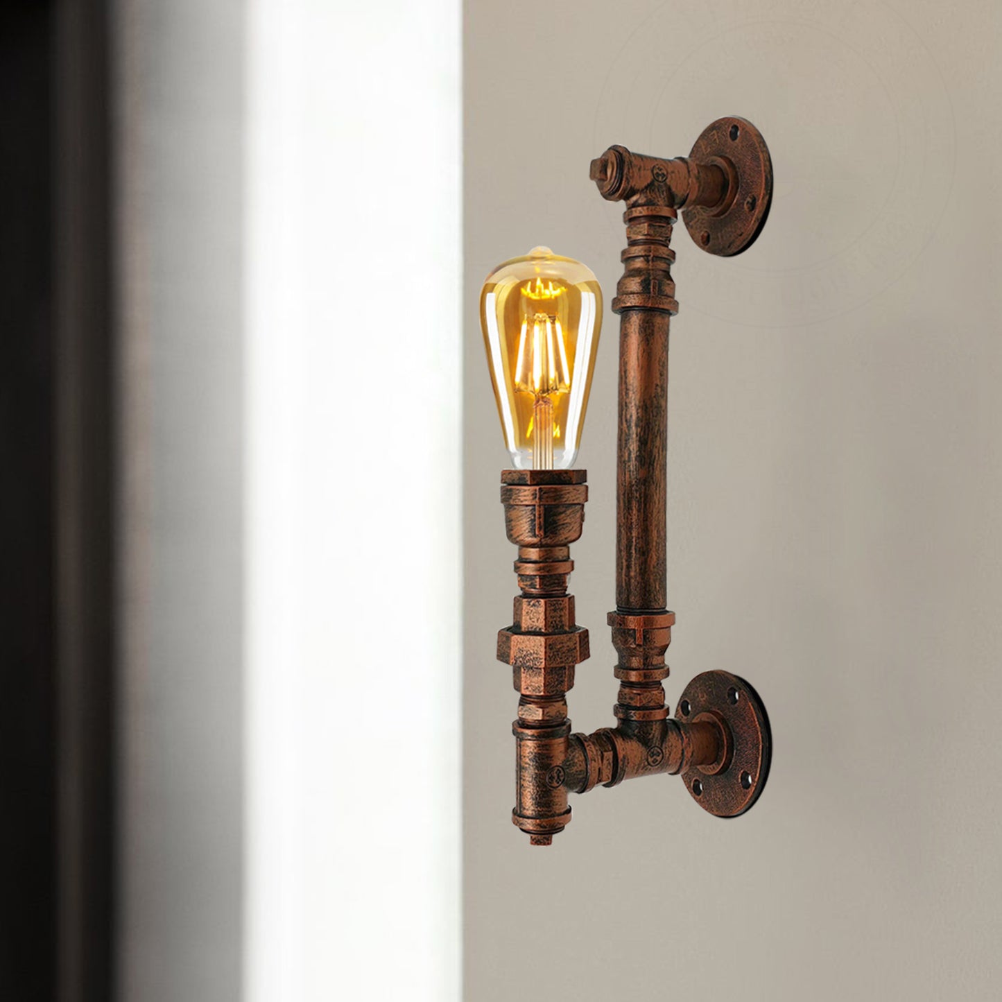Brushed Copper Steampunk Water pipe Wall Sconce Lighting~1160