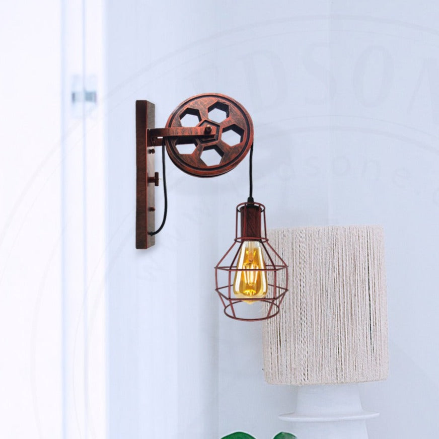 Retro Style Rustic Pulley Rustic Red Wall Mounted Light ~1517