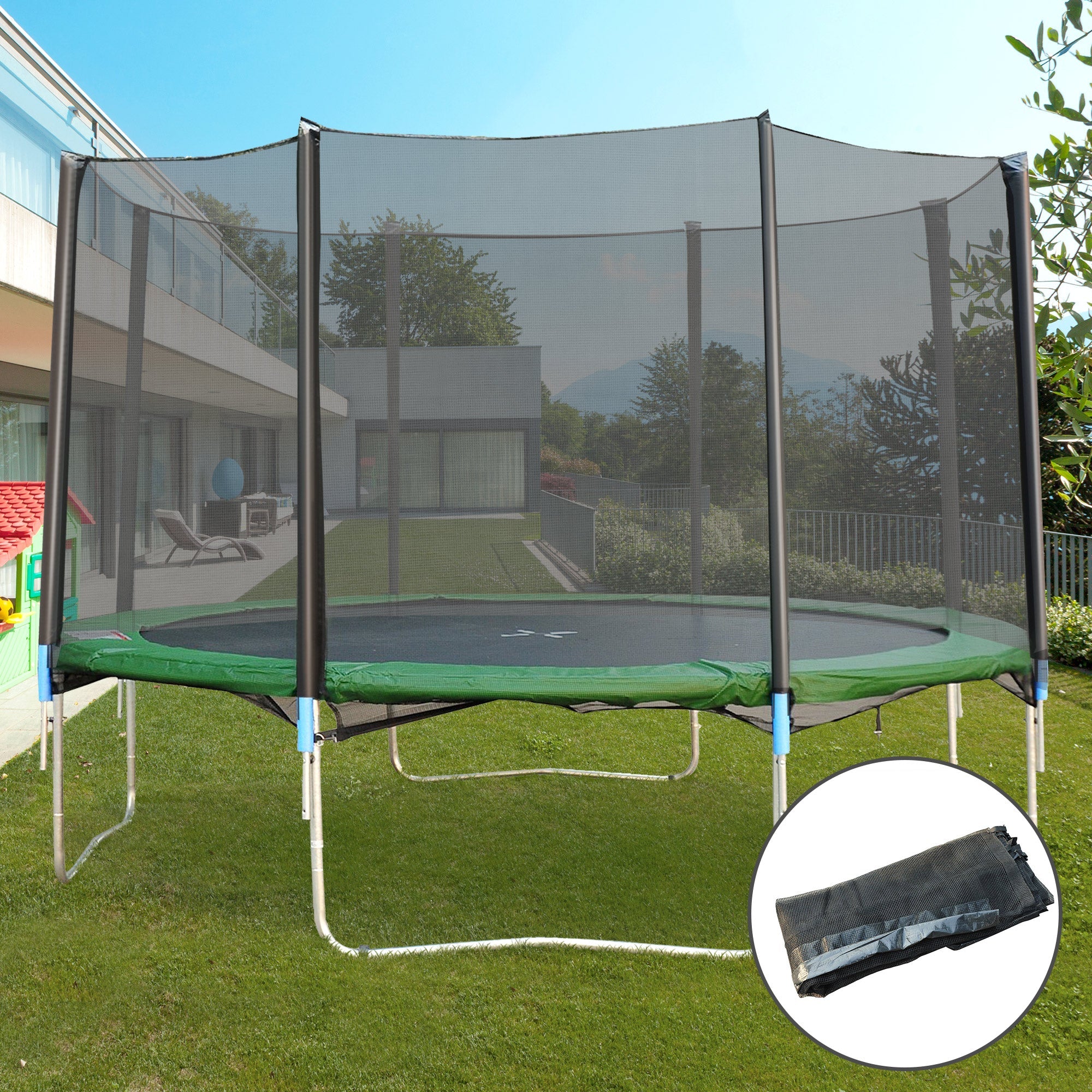 Soozier 14FT Trampoline Net Enclosure Safety Accessories with 8 Poles