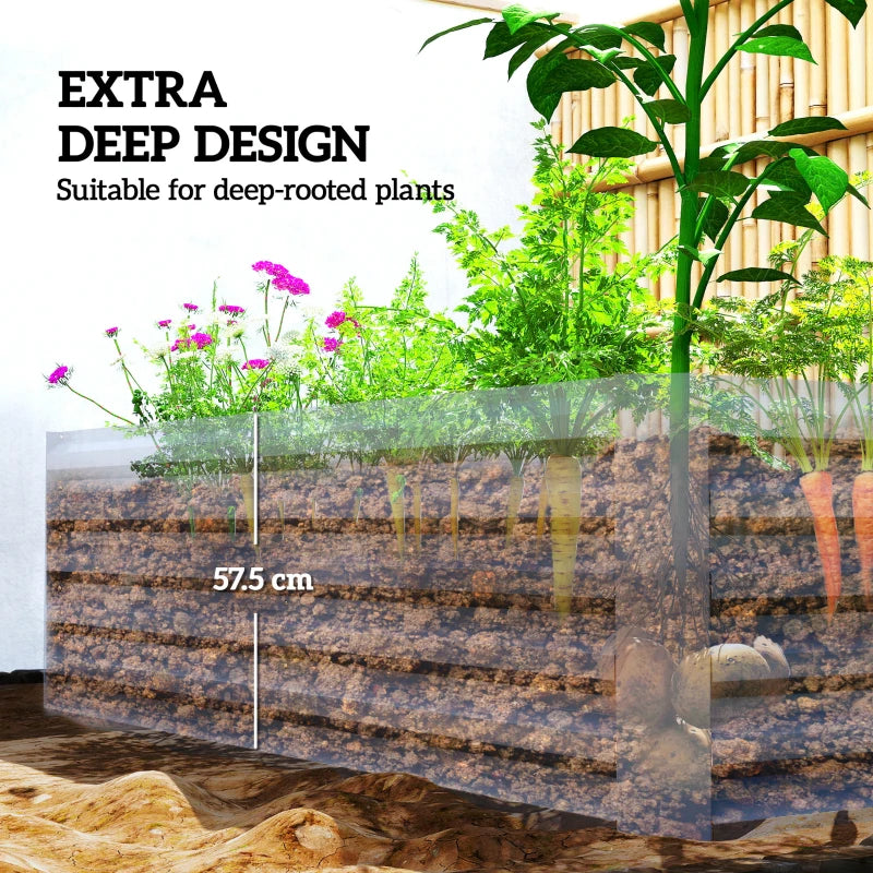 6' x 3' x 2' Raised Garden Bed, Galvanized Planter Box for Growing Flowers, Herbs and Vegetables, Light Grey