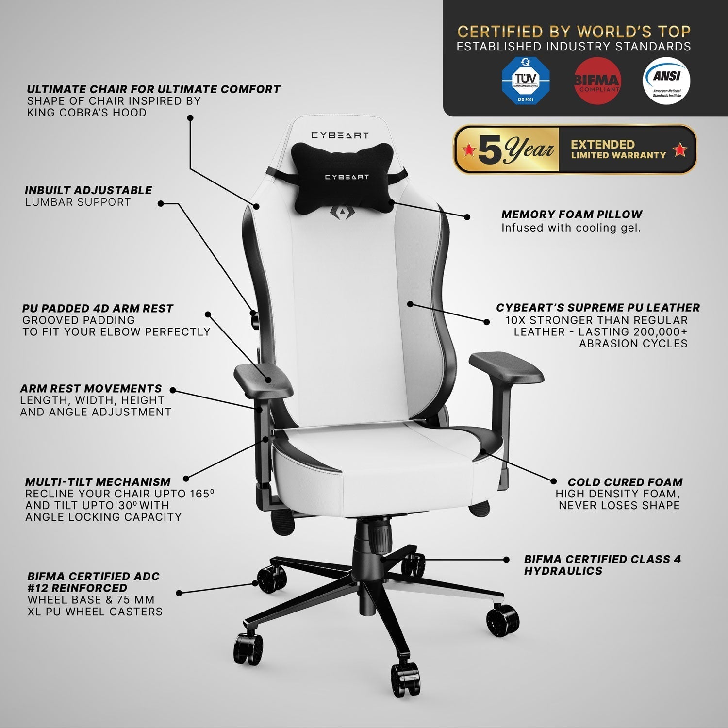 Apex Series - Arctic White Gaming Chair