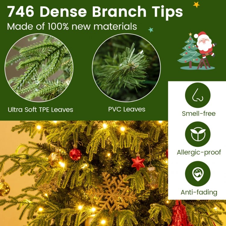 Artificial Christmas Tree with LED Lights and PVC Mixed Branch Tips