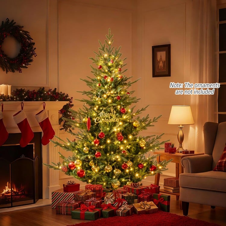 6 ft Artificial Christmas Tree with Branch Tips and Warm White LED Lights