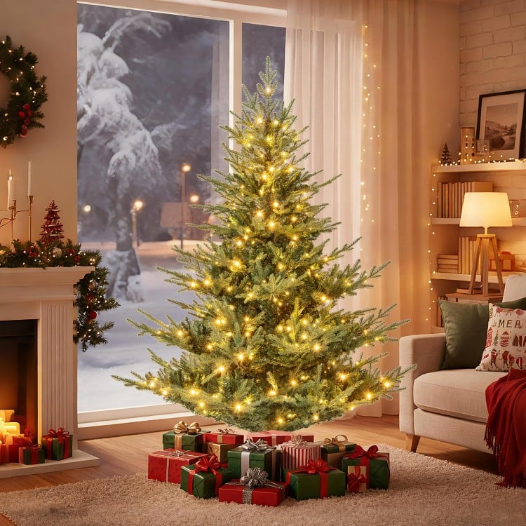 6 ft Artificial Christmas Tree with Branch Tips and Warm White LED Lights