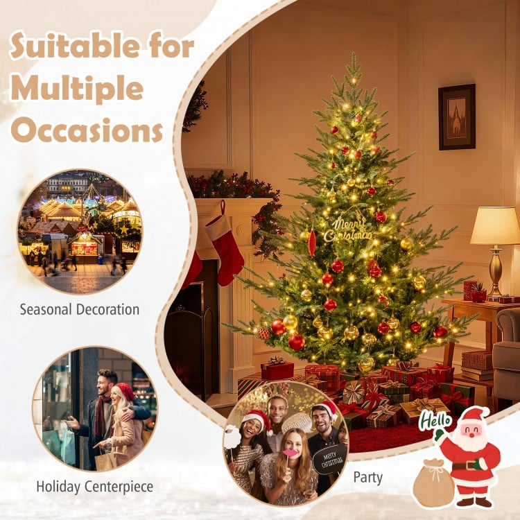 6 ft Artificial Christmas Tree with Branch Tips and Warm White LED Lights