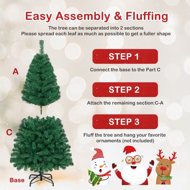 5 Feet Artificial PVC Hinged Christmas Tree with Solid Metal Stand