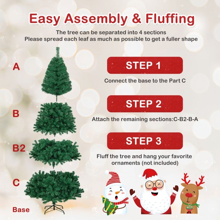 8 Feet Artificial PVC Hinged Christmas Tree with Solid Metal Stand