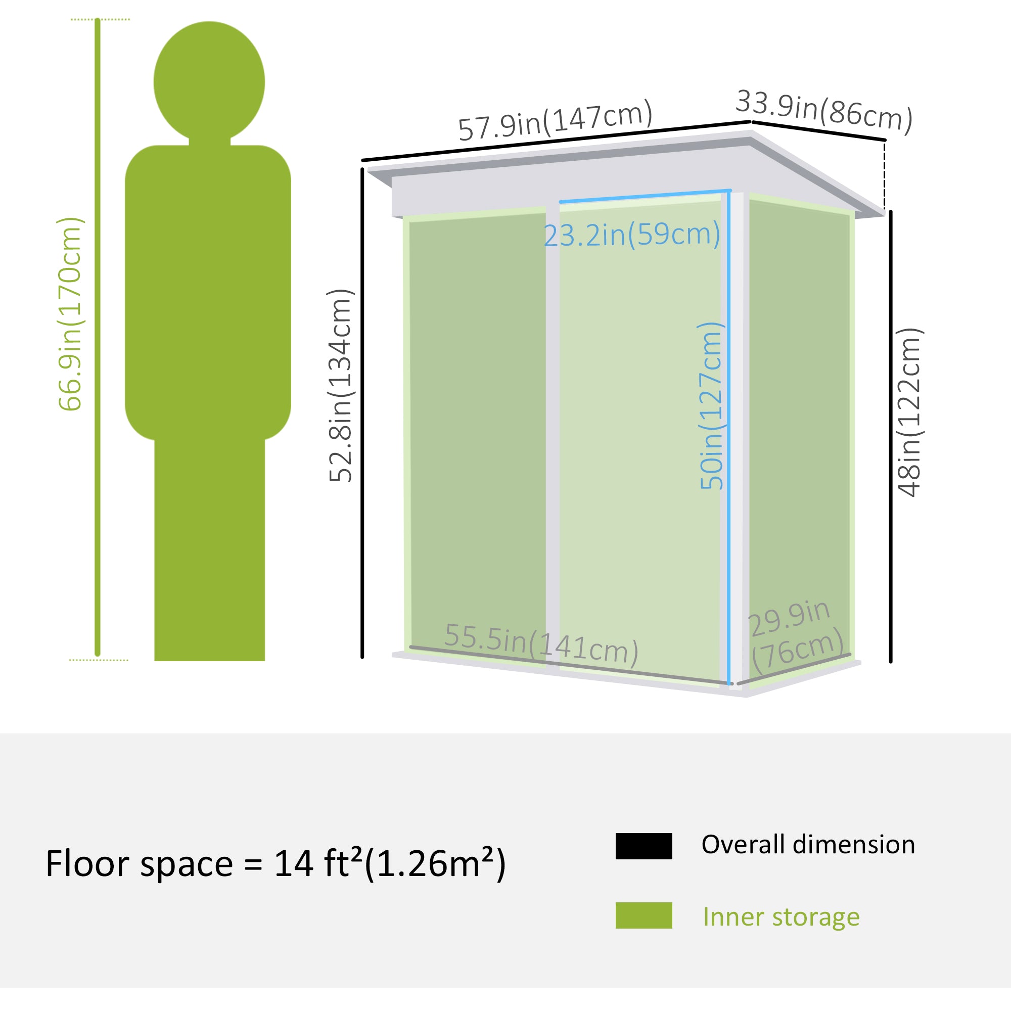 Outsunny Metal Garden Shed 5' x 3' Tool House Double Doors Backyard Patio Lawn Storage
