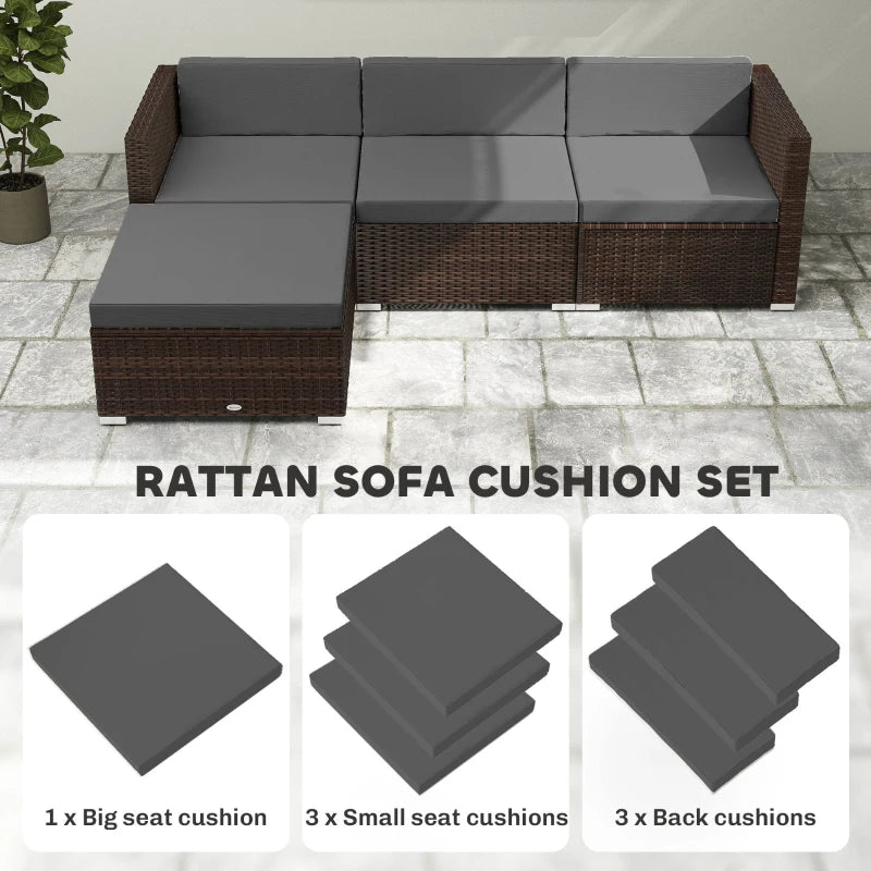 Patio Furniture Cushions Water-Repellent Outdoor Loveseat Cushion Removable Covers 23.6" x23.6", Grey