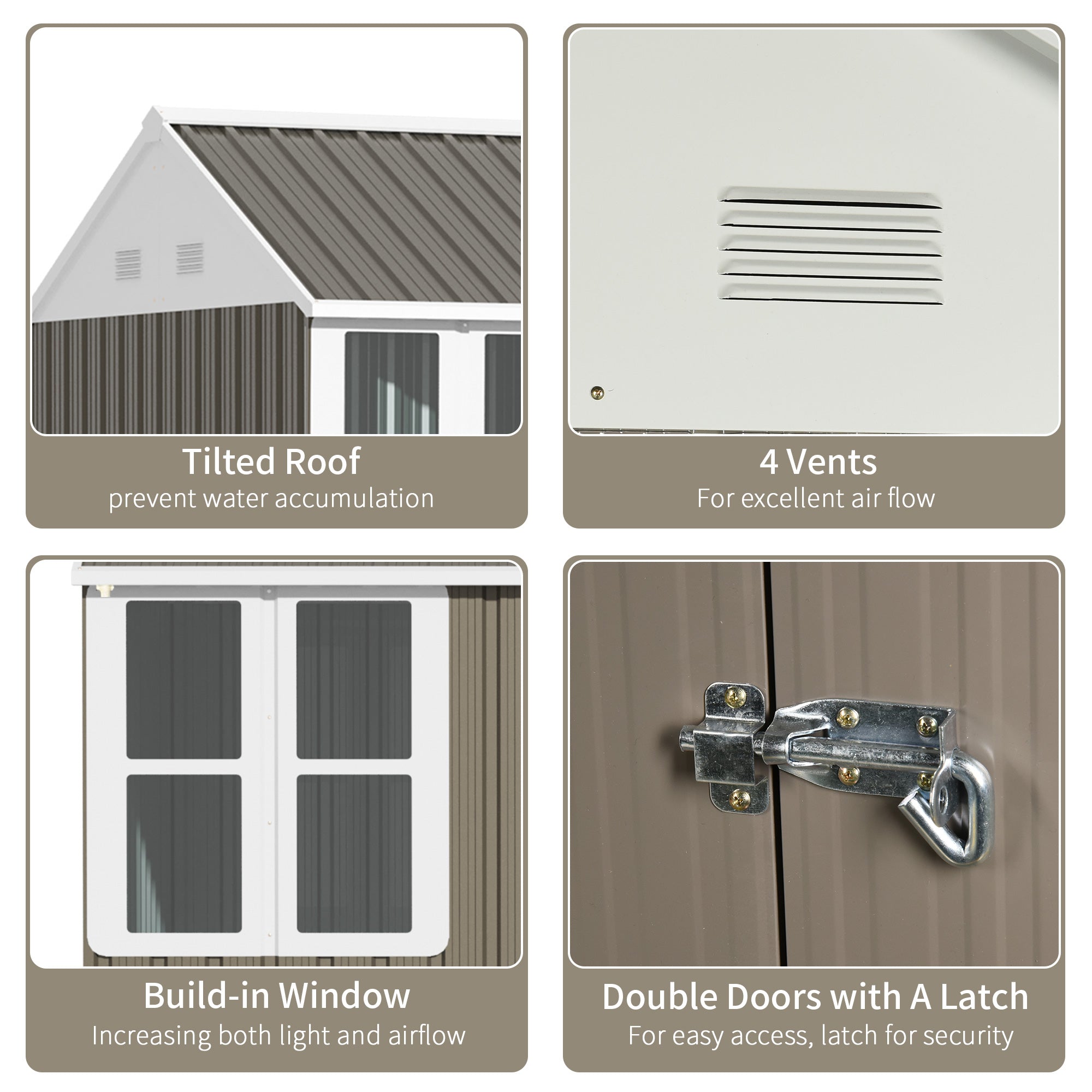 Outsunny 8.5' x 5.5' Metal Garden Storage Shed, Outdoor Tool Storage House with Lockable Door, Vents, Sloped Roof, Light Grey