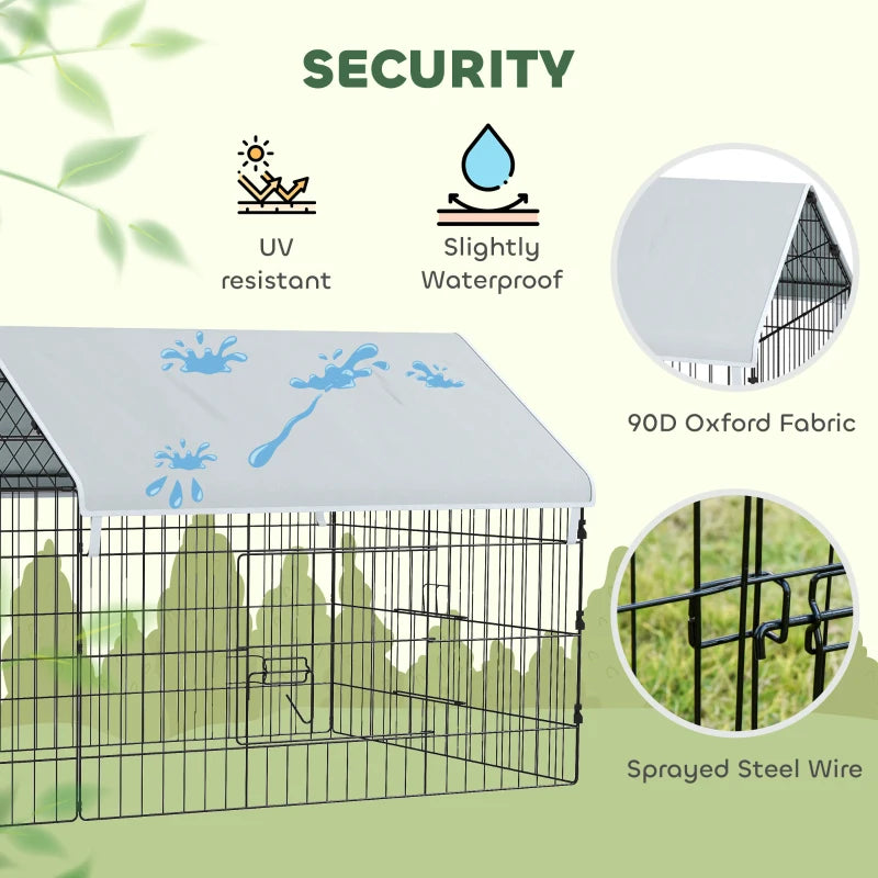 73" Small Animal Cage with Roof, Indoor/Outdoor Use, for Chicken, Rabbits, Chinchillas, Silver