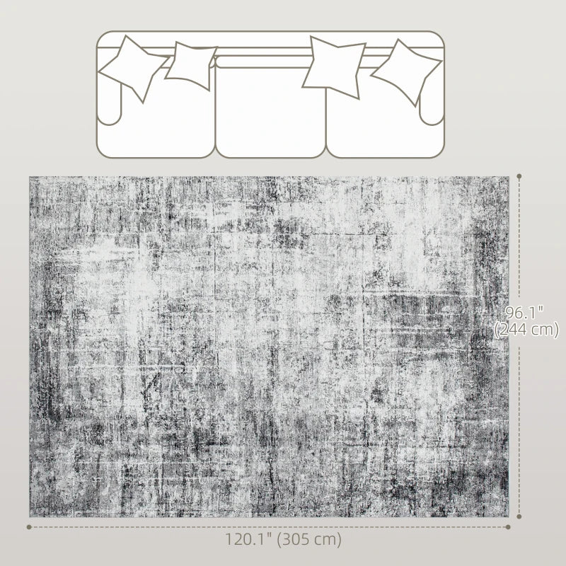 Area Rug for Living Room 8x10, Modern Abstract Machine Washable Rug, Non-Slip Carpet for Bedroom, Dining Room, Grey