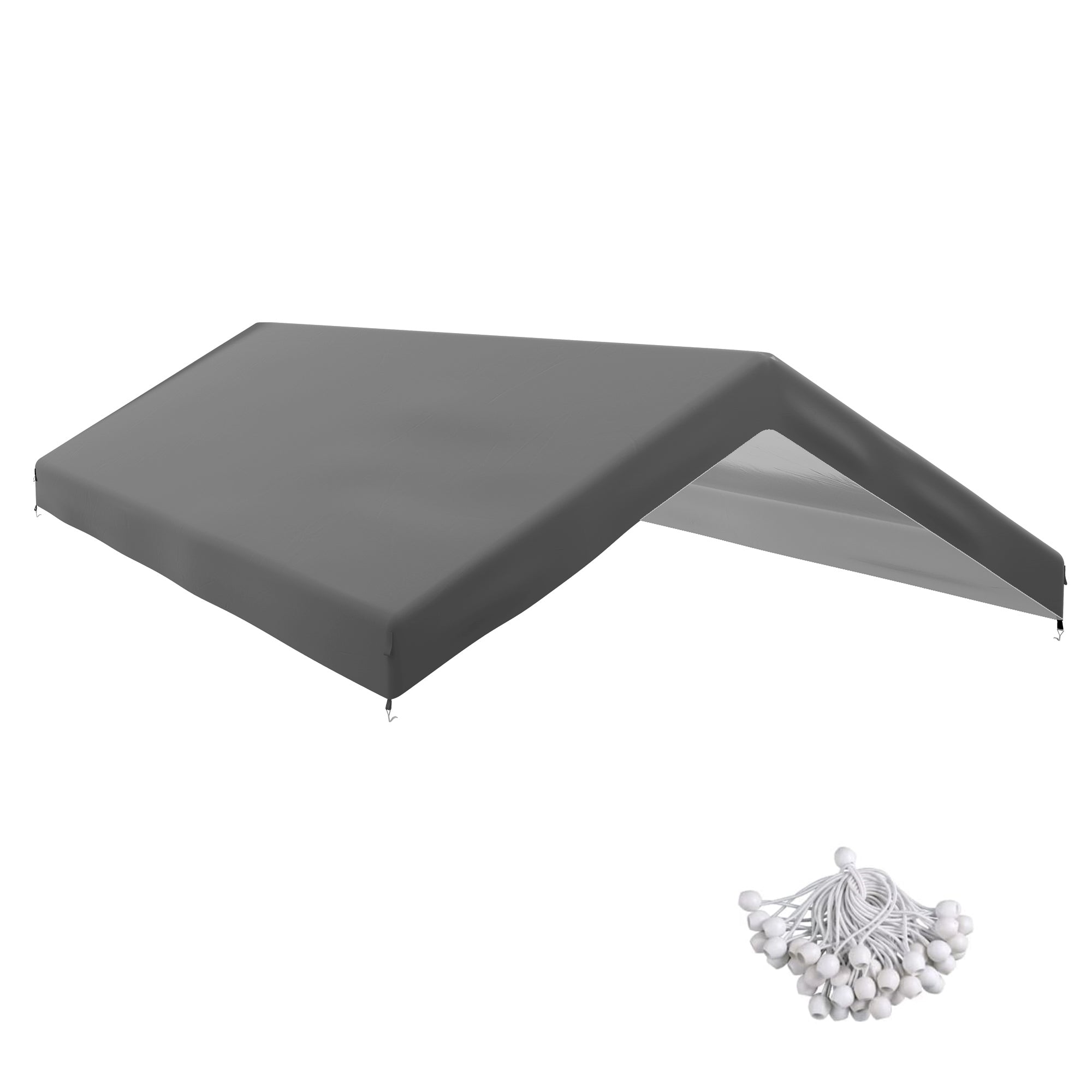 Outsunny 10 x 20ft Carport Replacement Canopy, UV Resistant Garage Car Cover with Ball Bungee Cords, Dark Grey