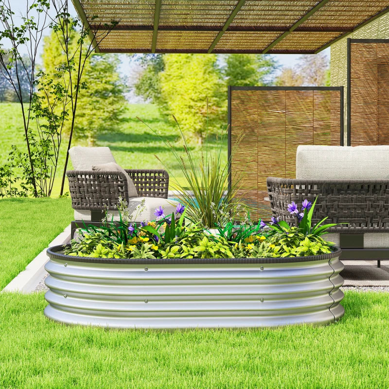 Galvanized Raised Garden Bed, 4 x 3 x 1 ft Modular Metal Garden Beds with Rubber Strip Edging, Silver