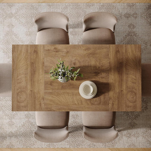 Dining Table 55" Rectangular Kitchen Table for 4-6 People with Sturdy Legs and Thick Tabletop Light Brown