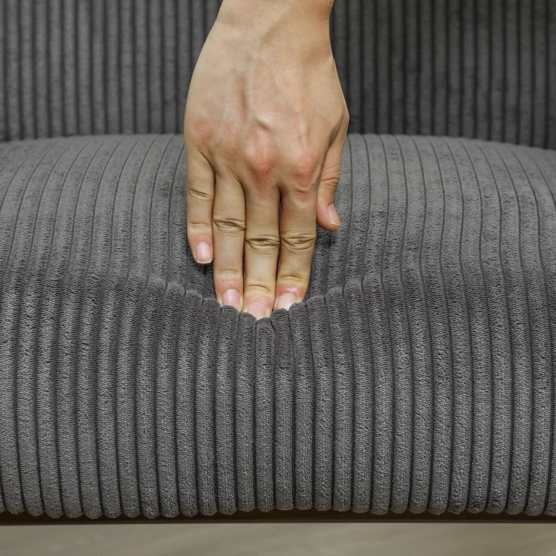 Corduroy Accent Chair Armchair with Wide Seat and Soft Padded Armrests for Reading, Bedroom, Dark Grey