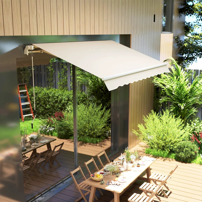 9' x 8' Outdoor Sunshade Canopy Awning Cover, Retractable Awning Fabric Replacement, UV Protection, Beige