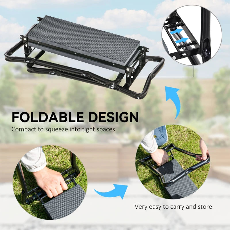 Garden Kneeler and Seat Stool, Folding Gardening Stool Kneeling Chair with Thicken Pad and Handles