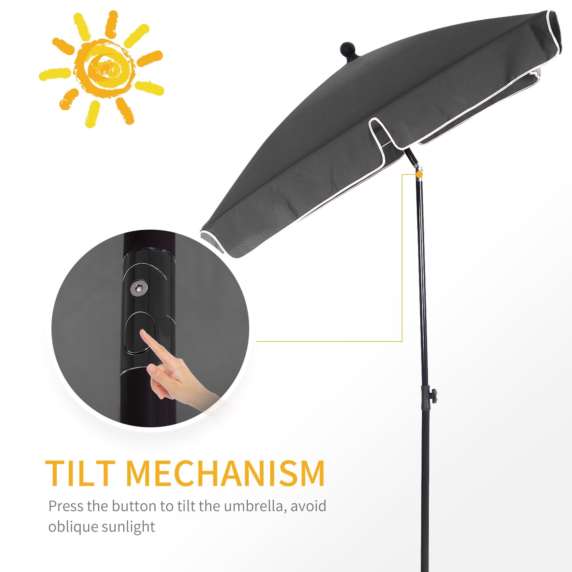 Outsunny 7x4ft Rectangle Patio Umbrella: Aluminum Tilt UV Protection Sun Shade for Outdoor, Grey