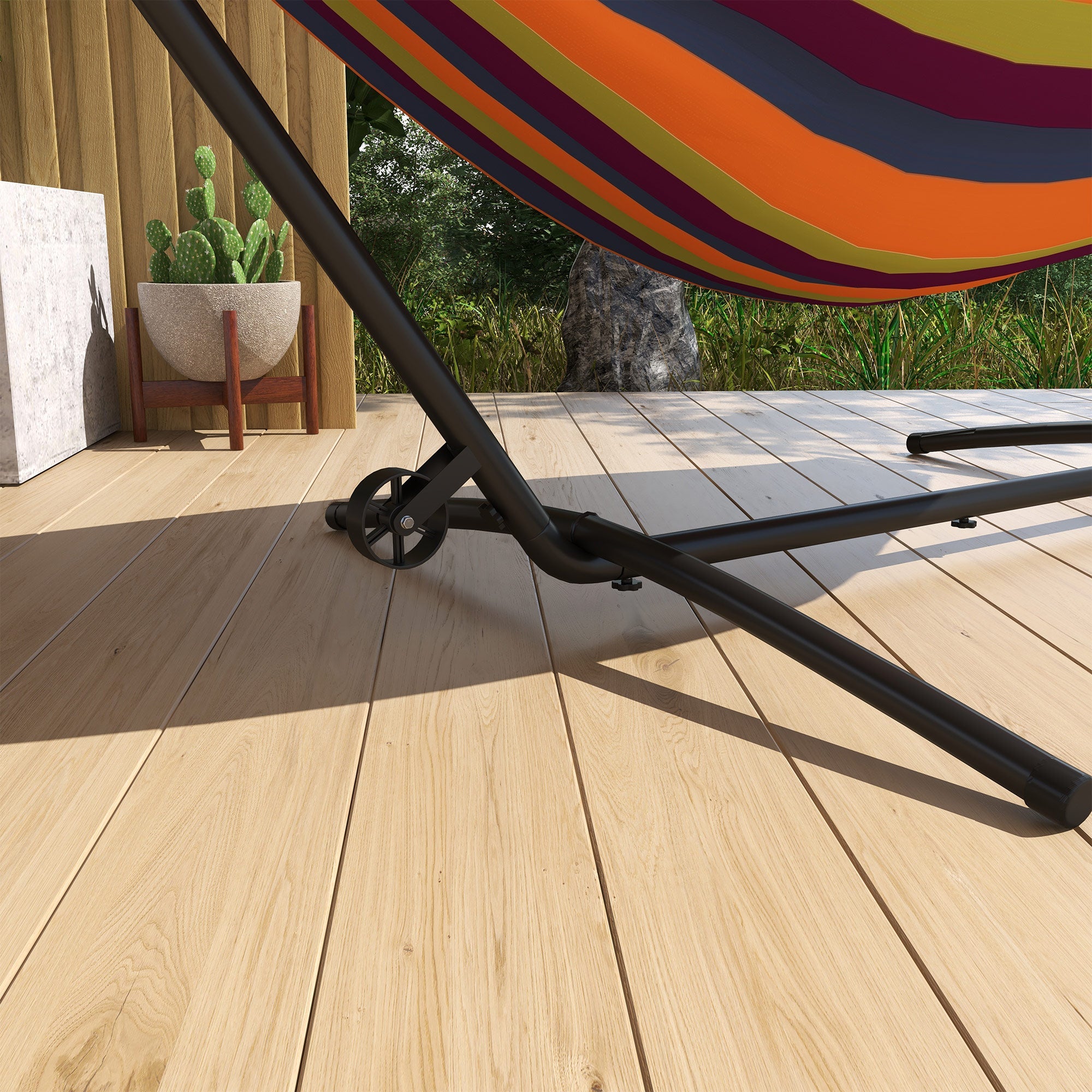 Outsunny 9.5ft Hammock Stand Only Adjustable for String Brazilian Flat-style Hammocks Black