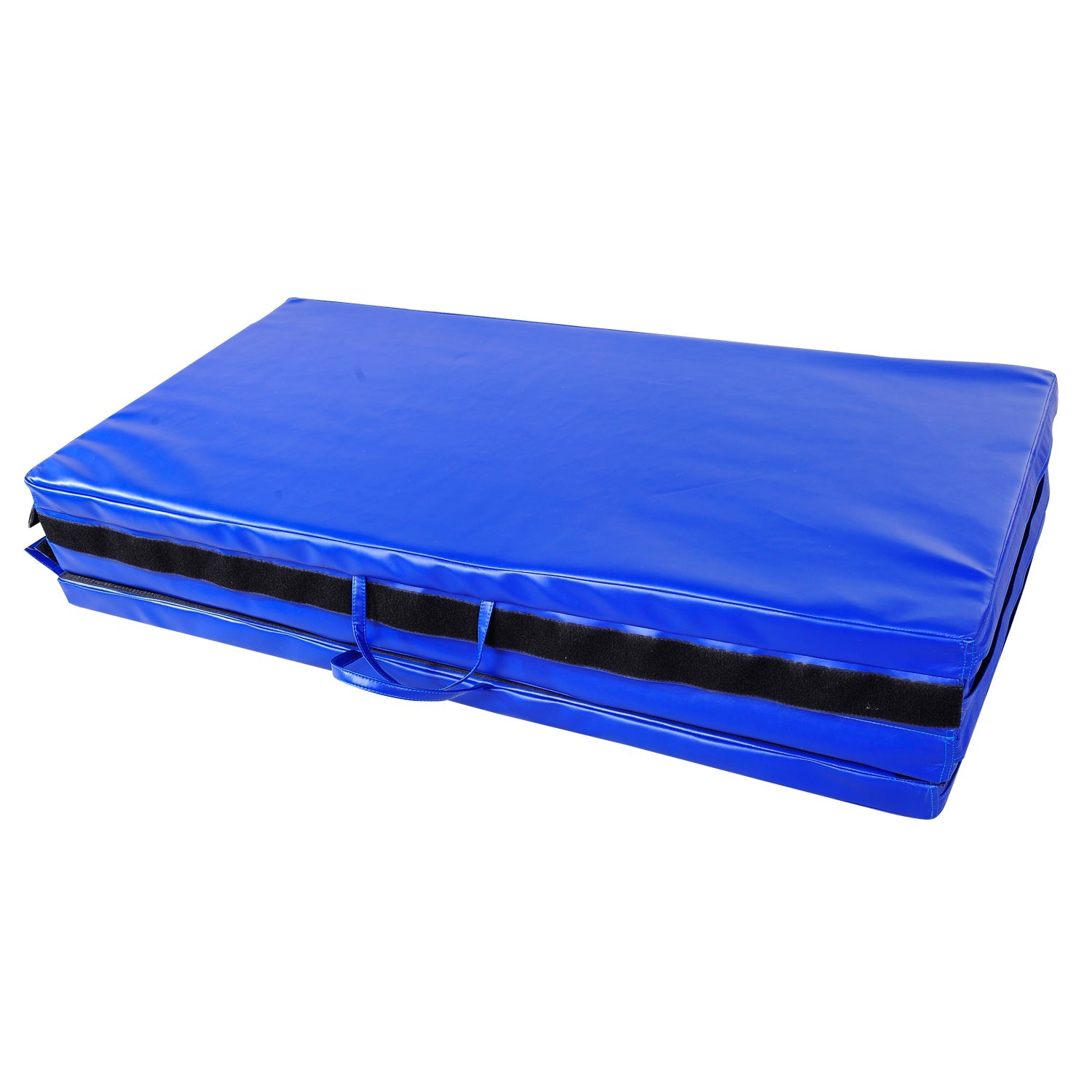 Soozier 4ft x 8ft Gymnastics Mat Tri-Fold Exercise Tumbling Pad with Handles for MMA Martial Arts Stretching Blue