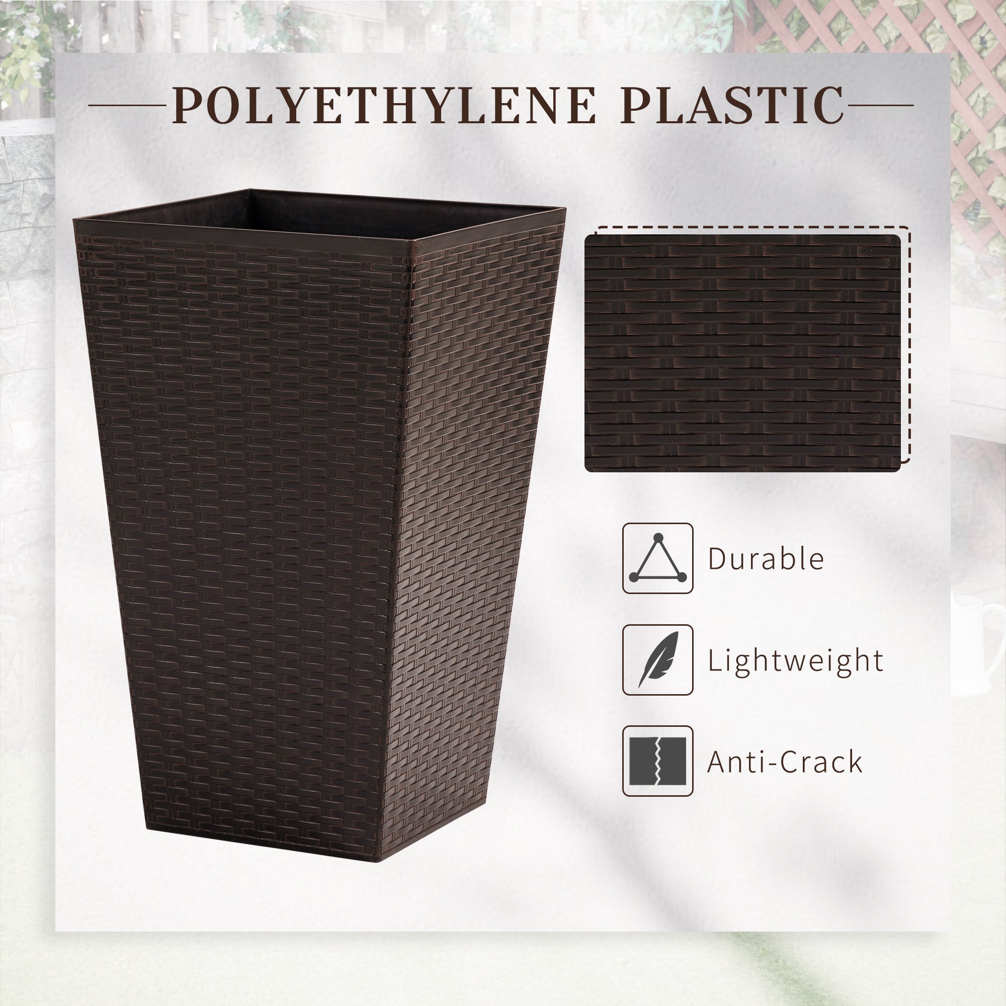 Outsunny 3-Piece Tall Plant Stands Outdoor Indoor Flower Pot Holders for Front Door Entryway Patio Deck Decor Brown