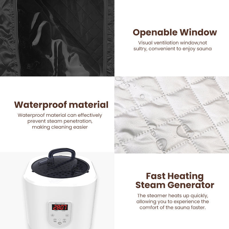 Blisspod Portable Personal Full Body 60 Min Rapid Steam Sauna | Pentagonal | Grey | Powerful 1600 Watts | 3.6L Stronger Steamer | 90X90X190cm