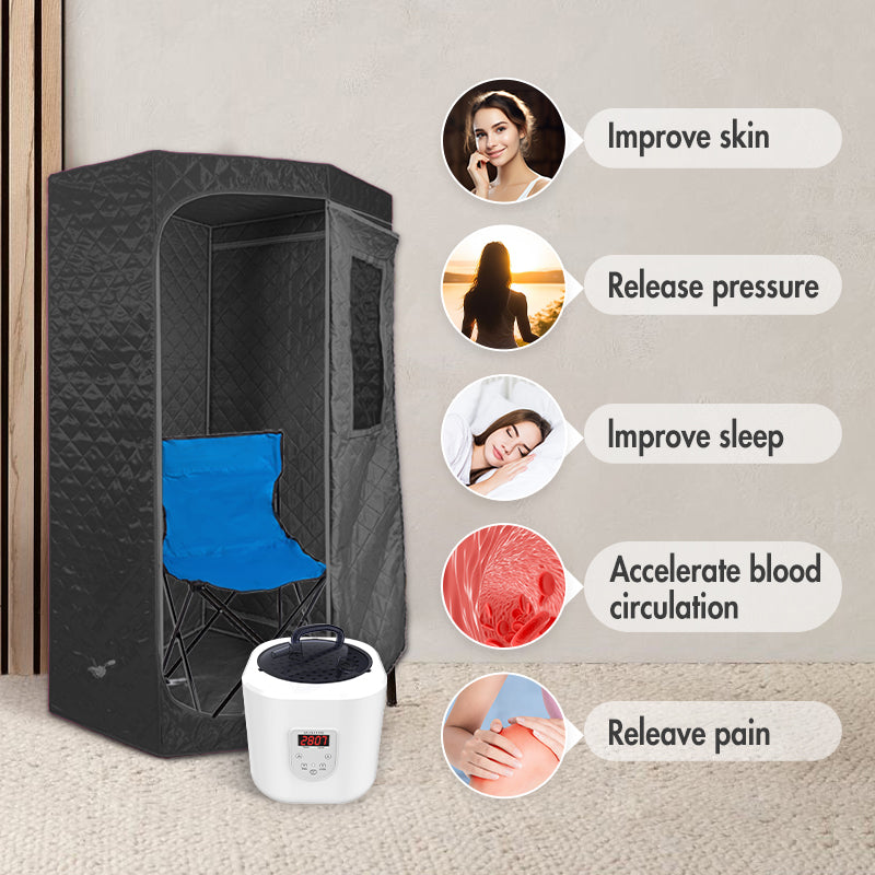 Blisspod Portable Personal Full Body 60 Min Rapid Steam Sauna | Pentagonal | Grey | Powerful 1600 Watts | 3.6L Stronger Steamer | 90X90X190cm