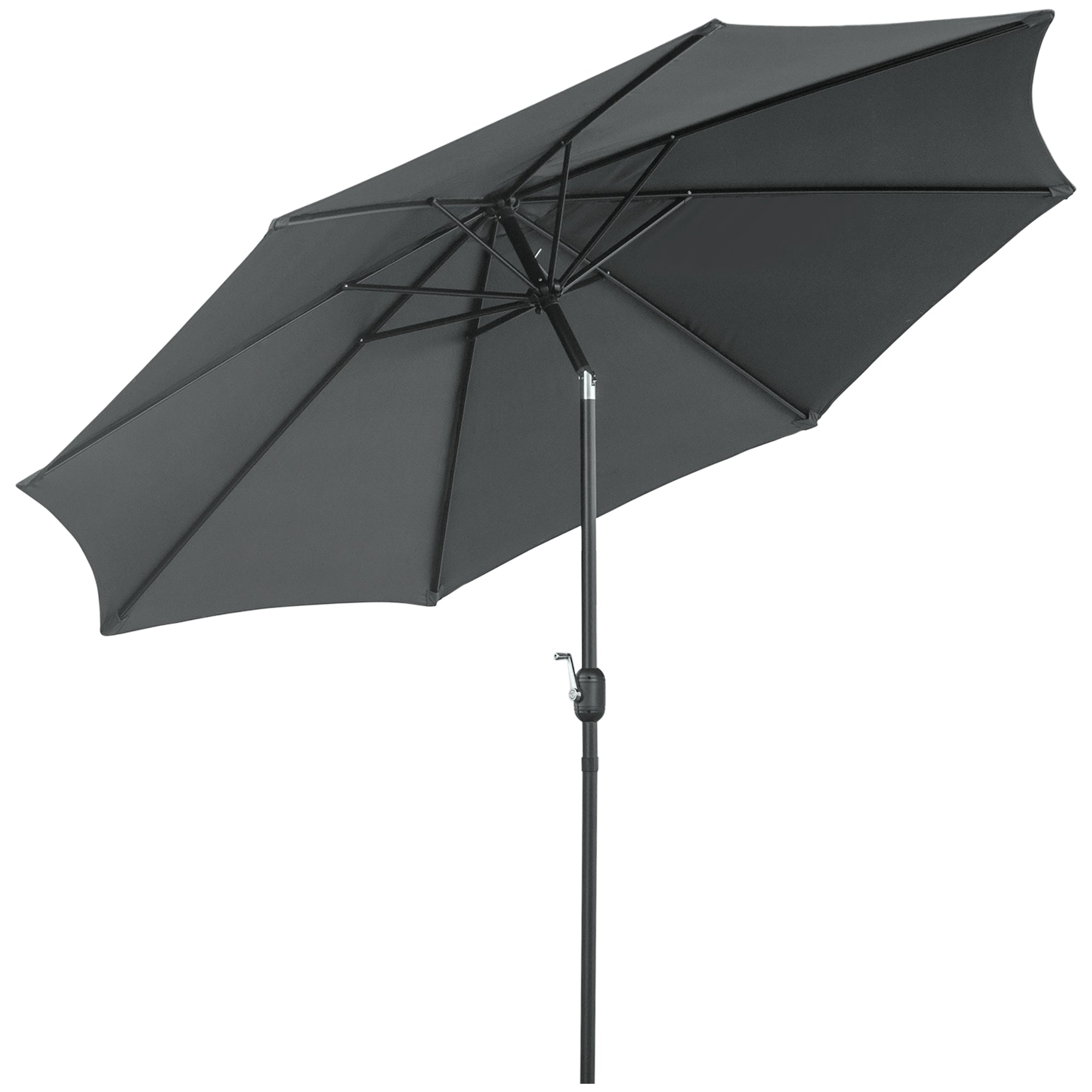 Outsunny 10'x 8' Steel Frame Patio Sun Umbrella Round Market Garden Parasol Outdoor Canopy Grey