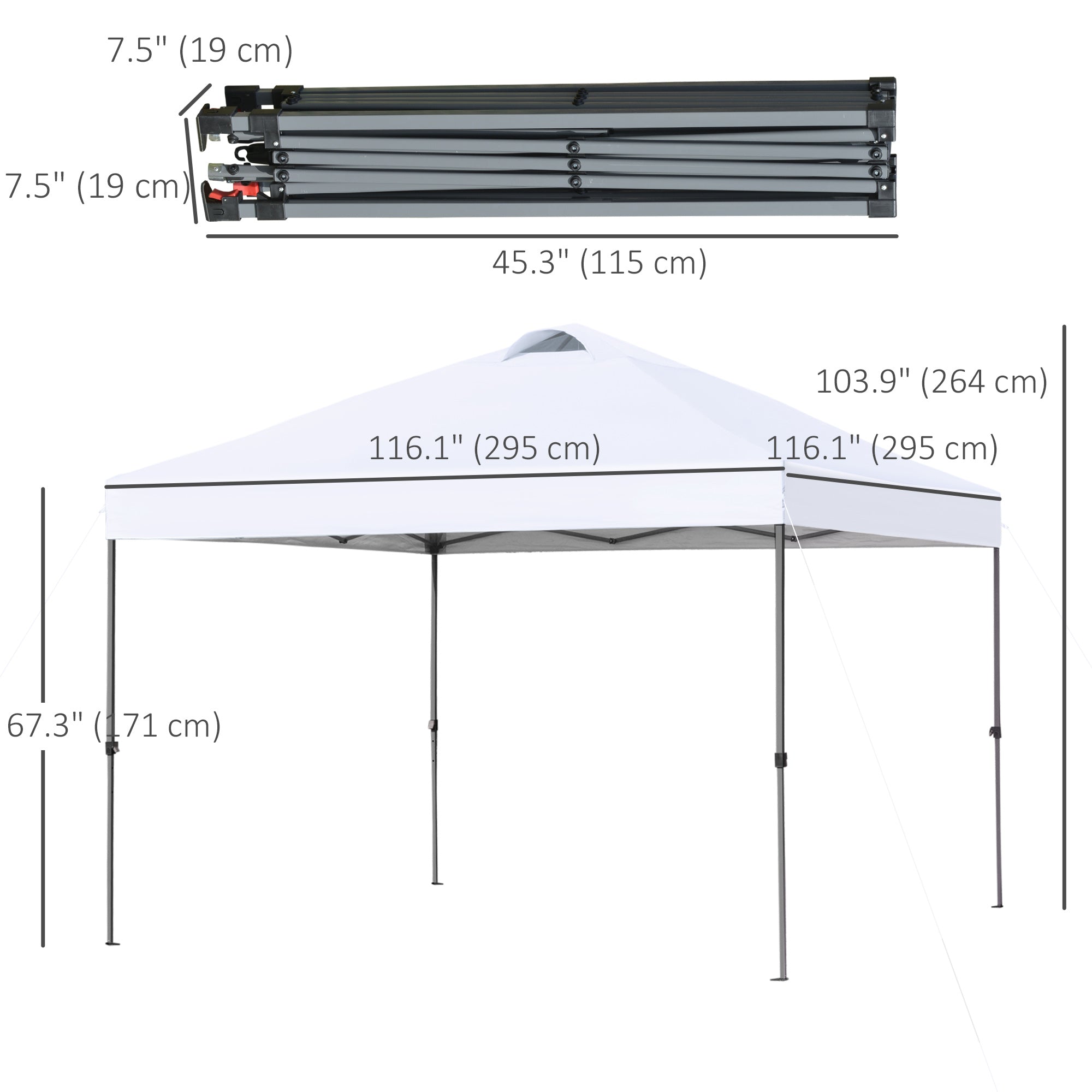 Outsunny 10' x 10' Pop Up Canopy Tent with with Airy Top Vents and Wheeled Carry Bag for Outdoor, Garden, Patio, White