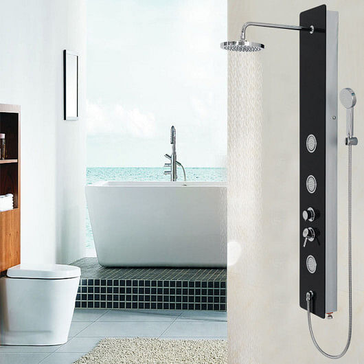 59 Inch Tempered Glass Shower Panel with Hand Shower - Free Shipping