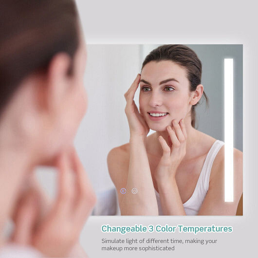 32 x 24 Inch Quadrate Wall Mirror with 3-Color Lights and Anti-Fog Function - Free Shipping