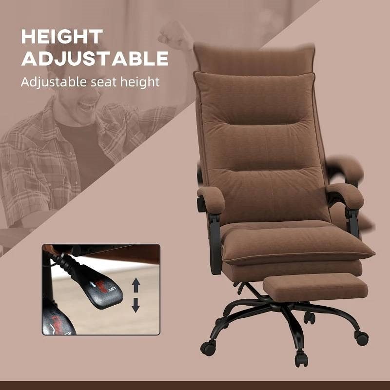 Double Padded Executive Massage Heated Office Chair Brown - Free Shipping