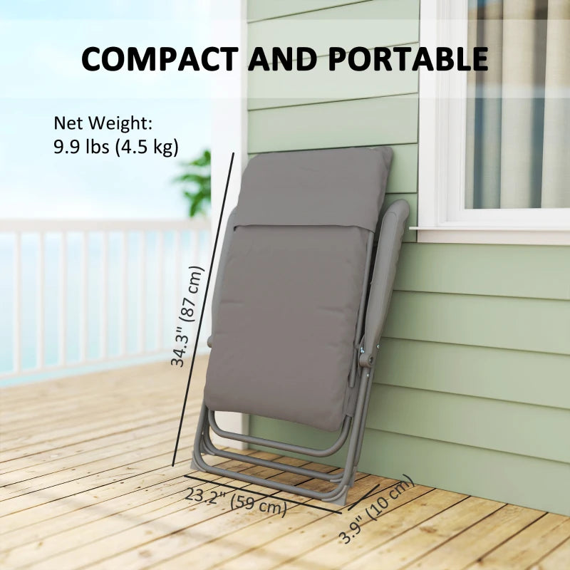5-Level Reclining Camping Chair, Adjustable High Back Camping Chair with Side Pockets, Compact Camping Chair for Adults