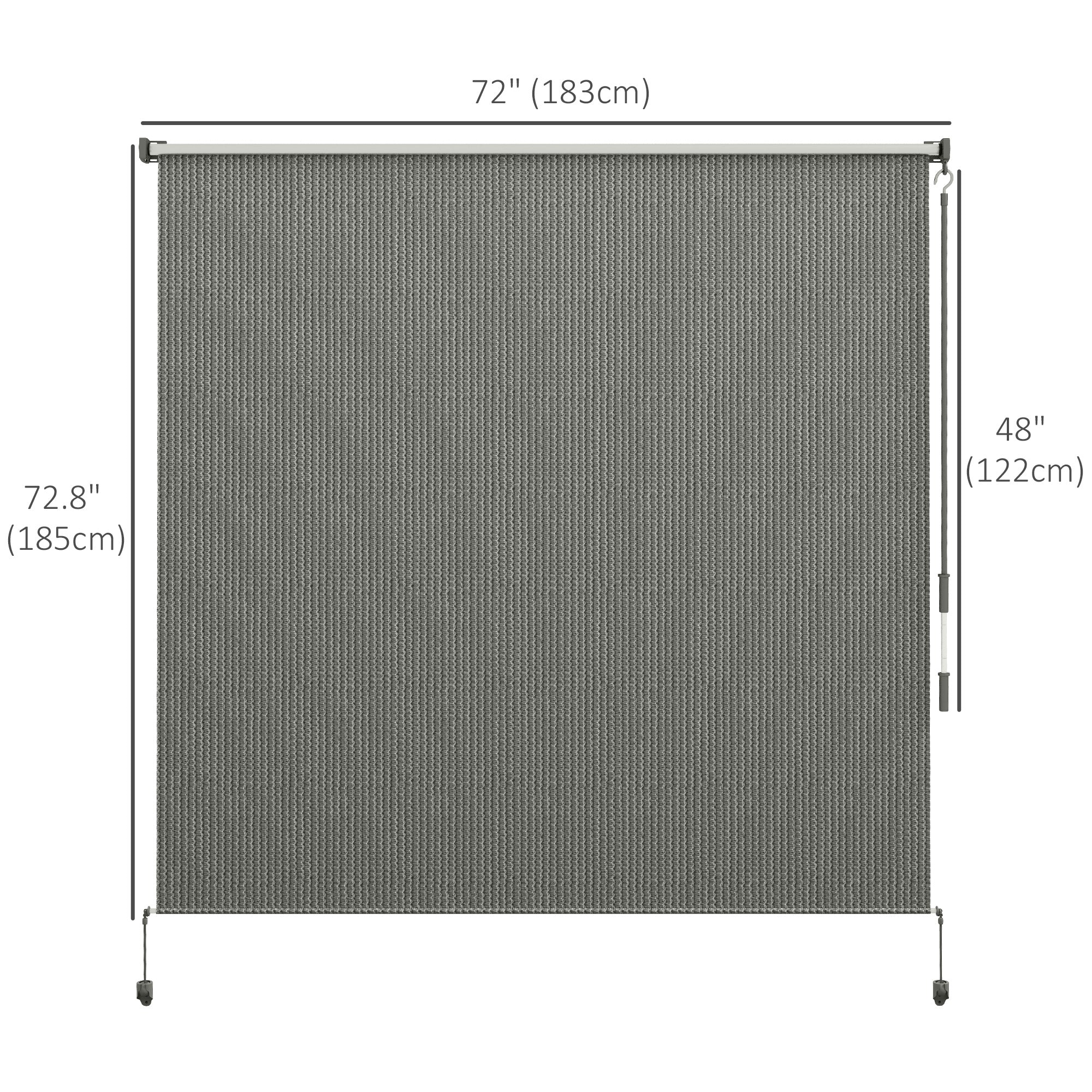 Outsunny 6' x 6' Patio Door Blinds, Outdoor Roller Shades, Cordless Roll Up Shade for Porch Gazebo, Dark Grey