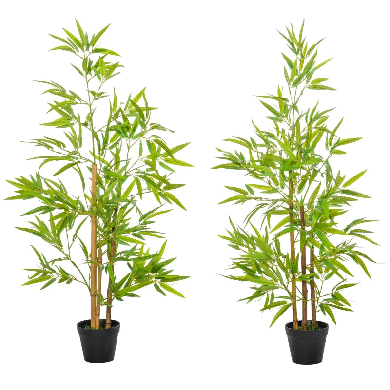 Artificial Bamboo Tree, 4ft Fake Tree with Realistic Leaf and Natural Trunk, Decorative Plant in Nursery