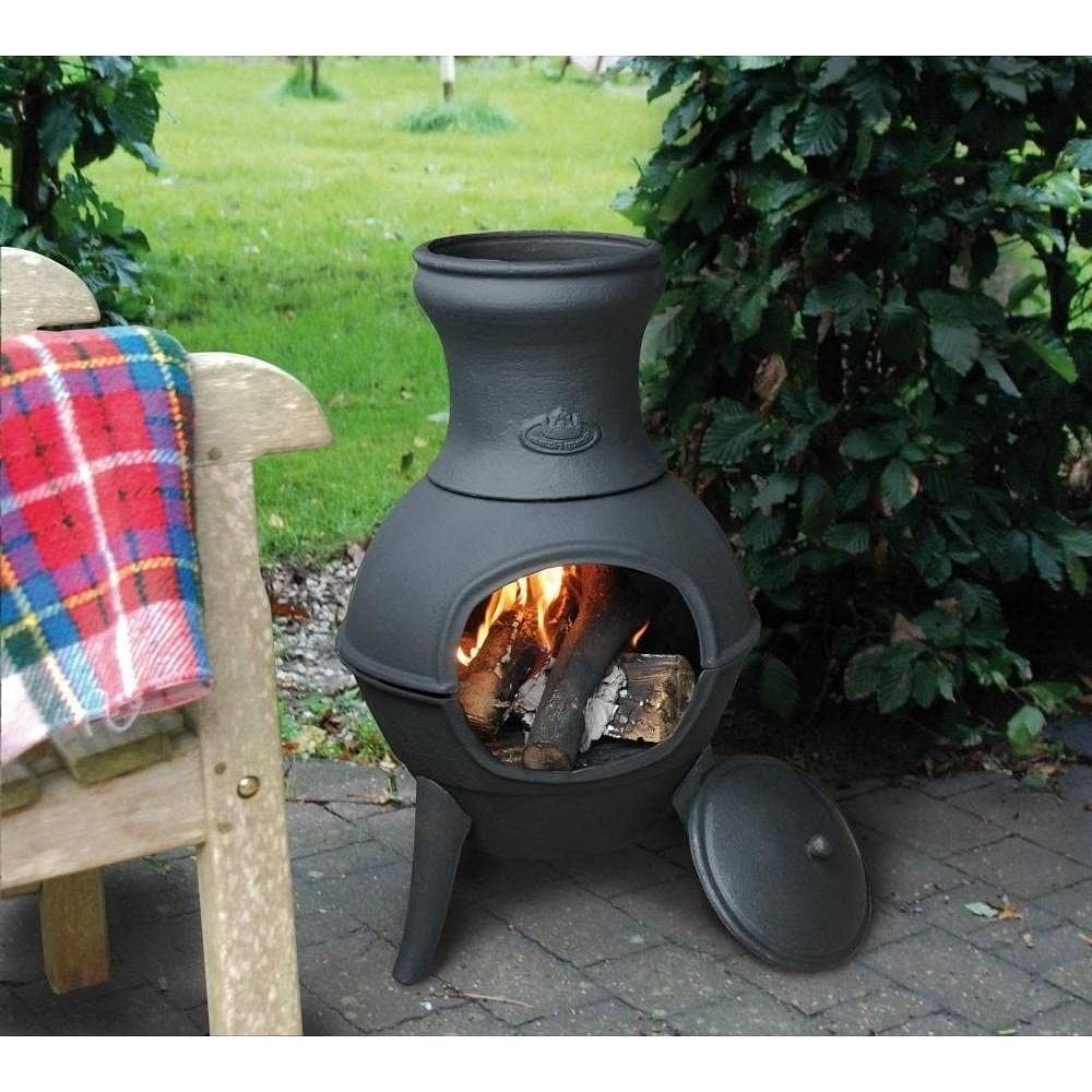 Small Black Outdoor Cast Iron Chimenea Wood Burning Fire Pit - Free Shipping