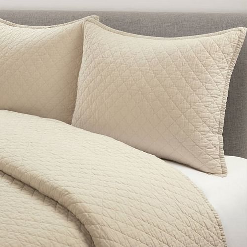 Full/Queen Lightweight Cotton Linen Beige Textured Reversible 3-Piece Quilt Set - Free Shipping