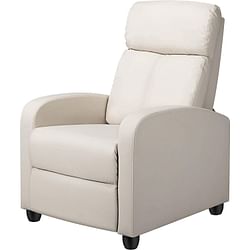 Off White High-Density Faux Leather Push Back Recliner Chair - Free Shipping