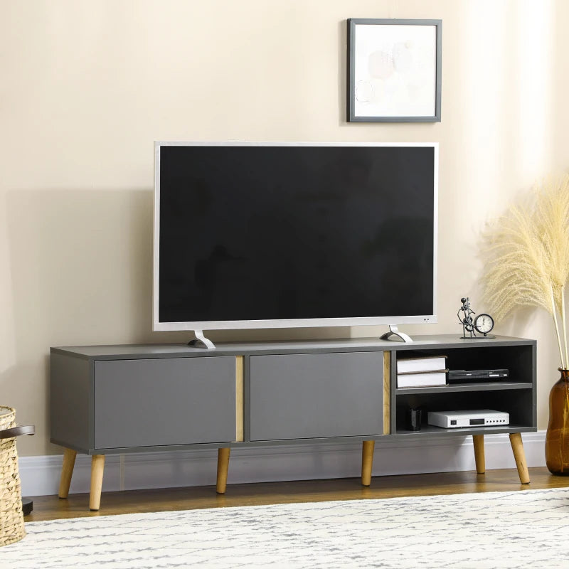 TV Stand for TVs up to 55", TV Cabinet with Shelves and Cable Holes, Entertainment Unit for Living Room, Dark Grey