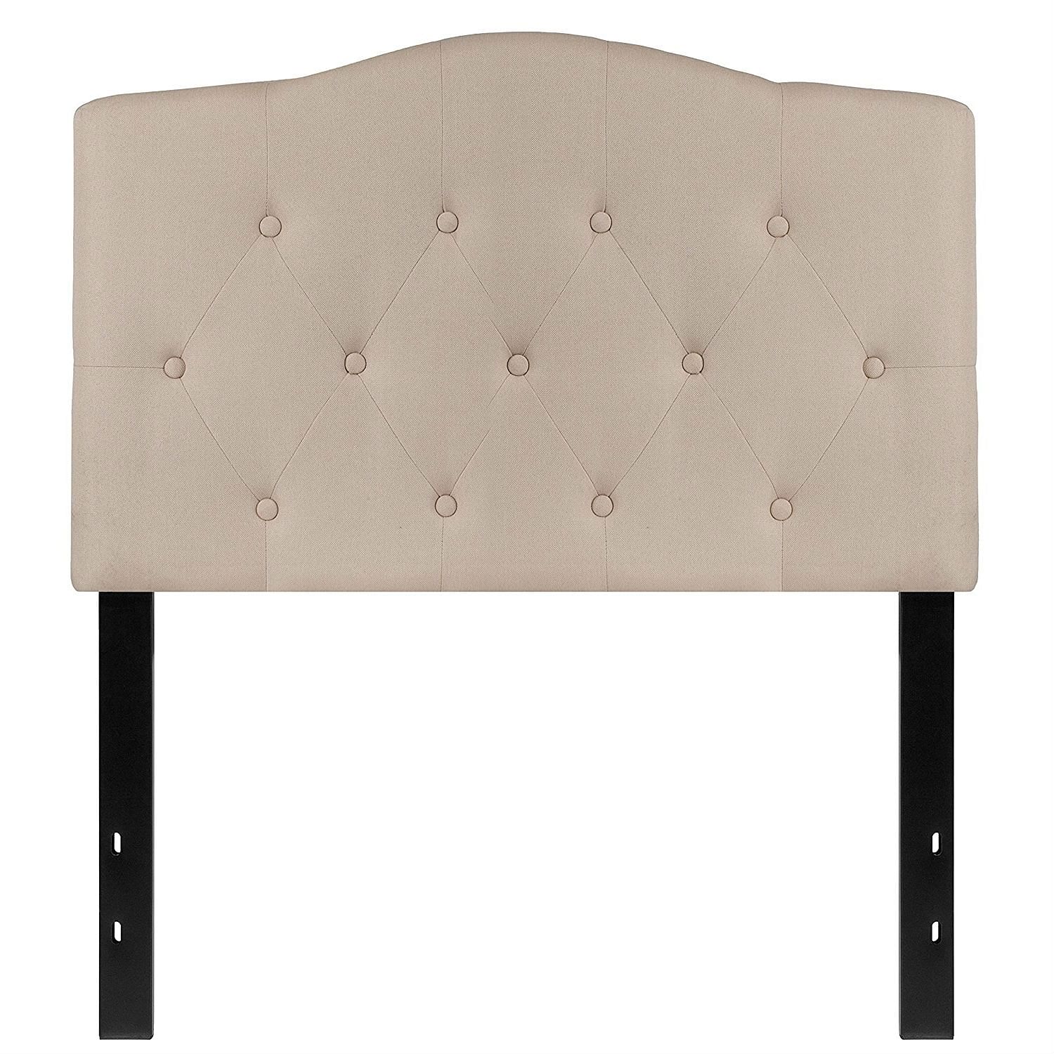 Twin size Beige Fabric Upholstered Button Tufted Headboard - Free Shipping