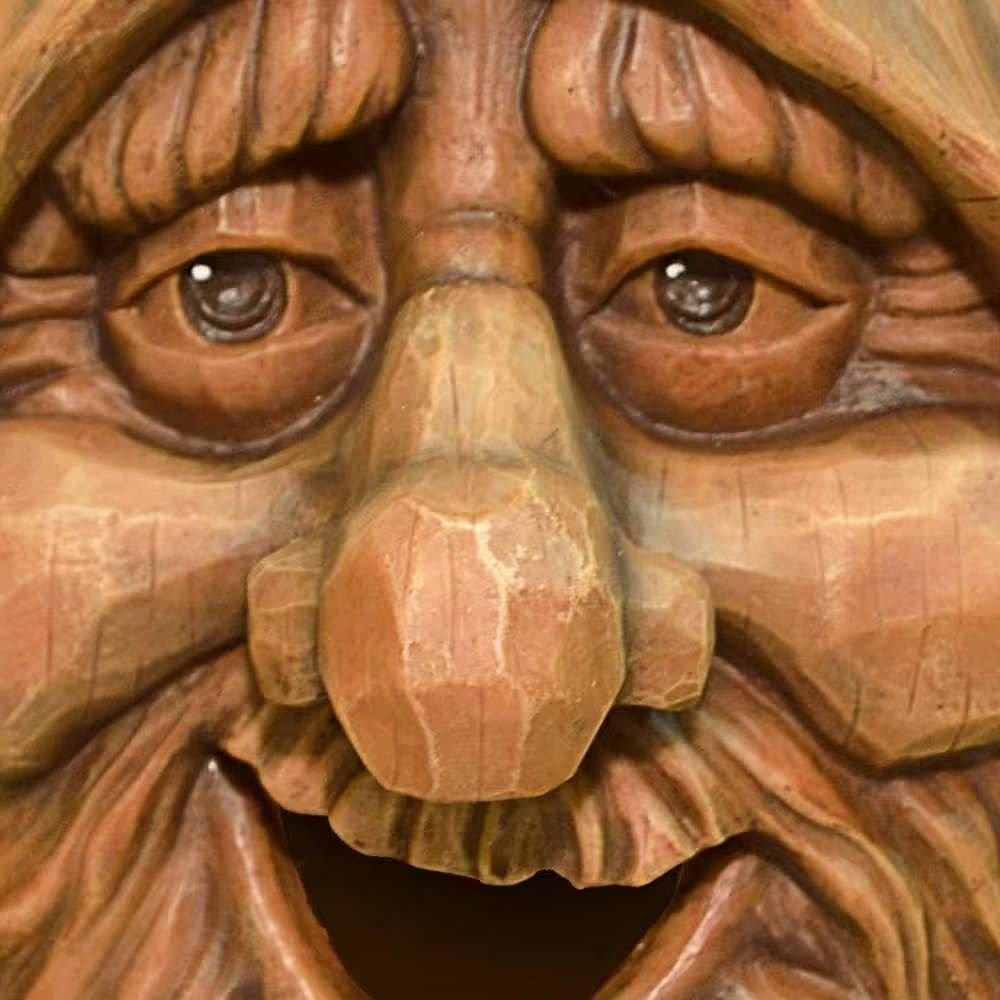 Outdoor Cast Resin Tree Face Birdhouse in Wood Finish - Free Shipping