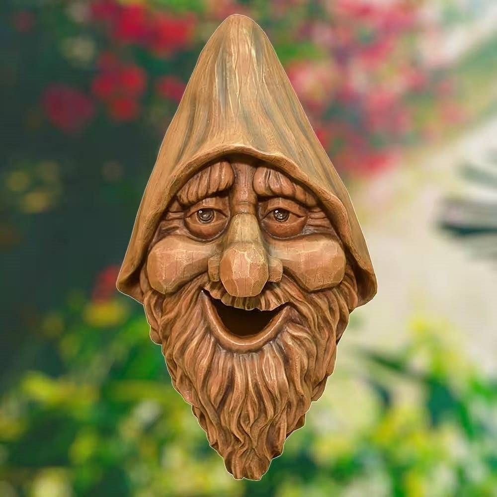 Outdoor Cast Resin Tree Face Birdhouse in Wood Finish - Free Shipping