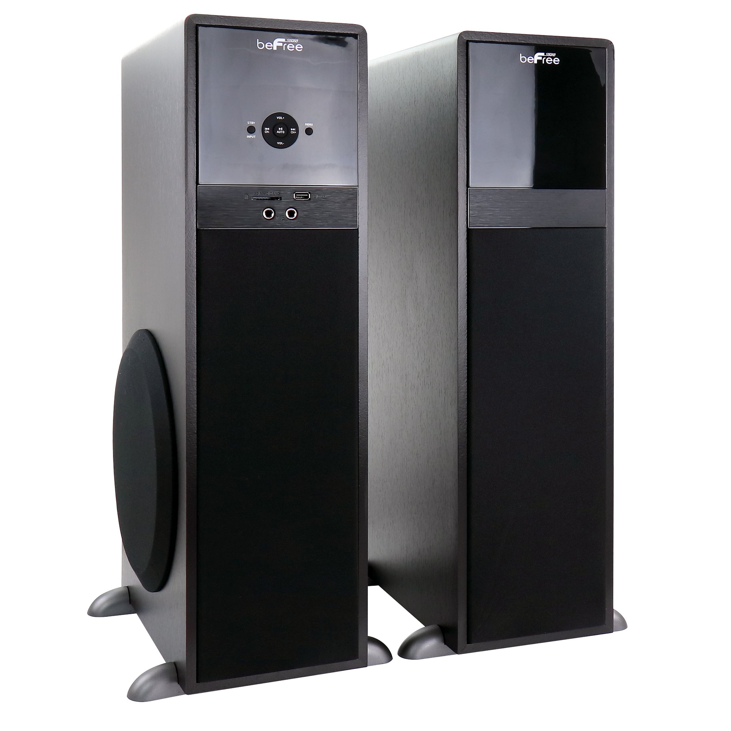 beFree Sound 2.1 Channel 80 Watt Bluetooth Tower Speakers with Remote and Microphone - Free Shipping