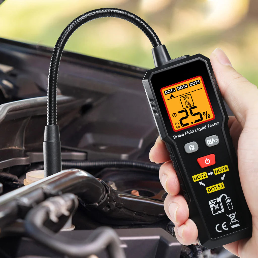 Digital Brake Fluid Tester for DOT 3, DOT 4 & DOT 5.1 with Color Backlight & Buzzer Alarm