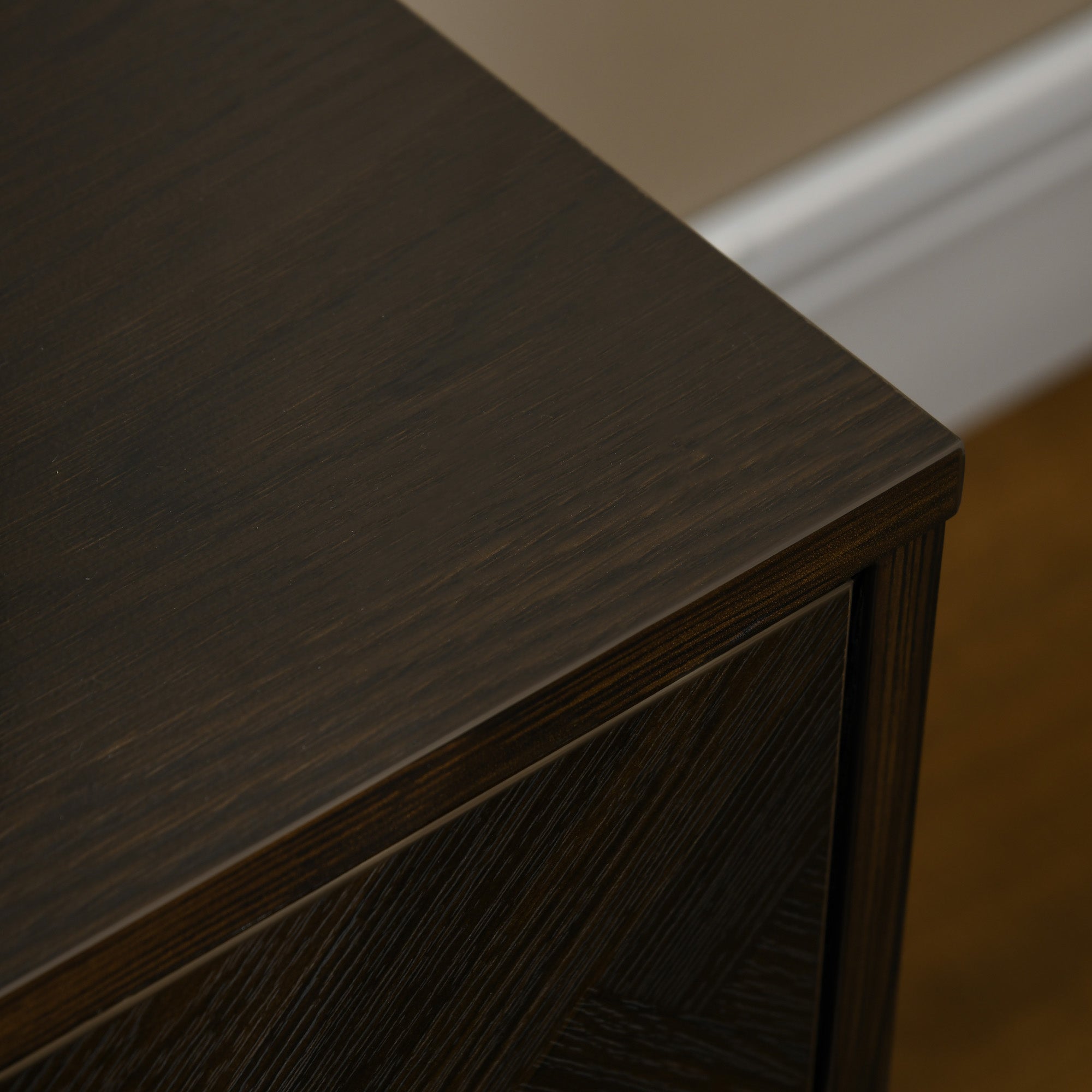HOMCOM TV Stand for 55" TVs 2 Door Cabinets 2 Cable Managements Adjustable Shelves Natural Finish